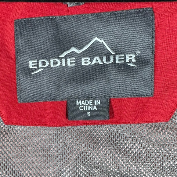 Eddie Bauer WeatherEdge Wind/Rain Zippered Red Jacket w/Snap Close Storm Flap - Picture 9 of 16